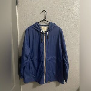 Original Weatherproof Vintage Navy Hooded Rain Jacket Windbreaker Size XL